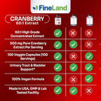 FineLand Cranberry Extract 60:1 Urinary Tract Health - 100 Capsules - image 4