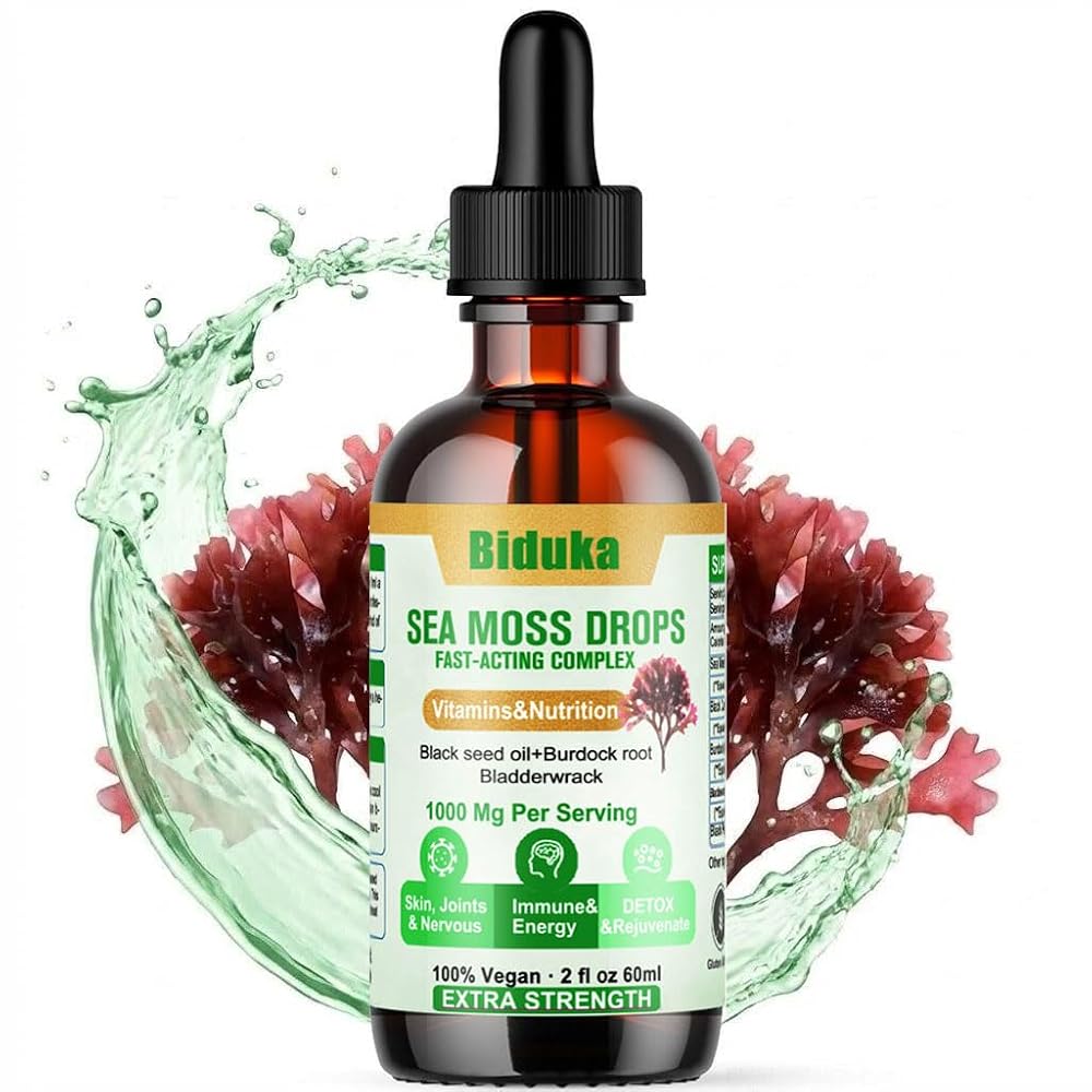 Biduka Irish Sea Moss Drops with Black Seed Oil - 2 Fl Oz