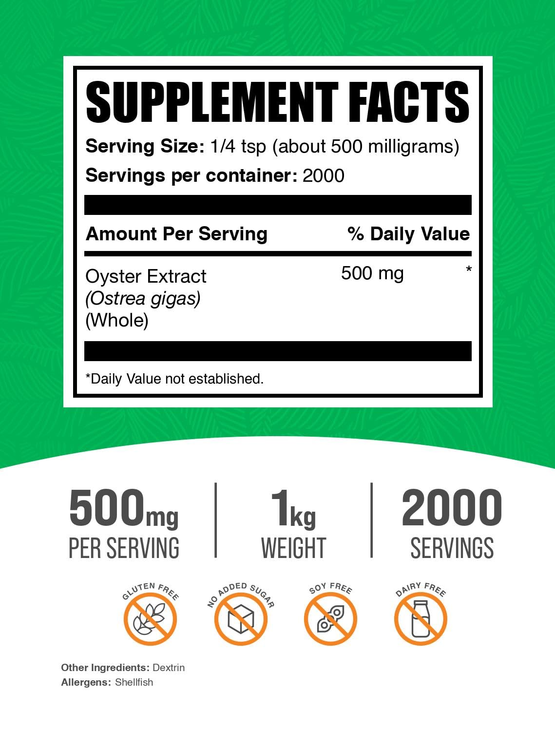 BulkSupplements Oyster Extract Powder Zinc Supplement - 1kg - image 2