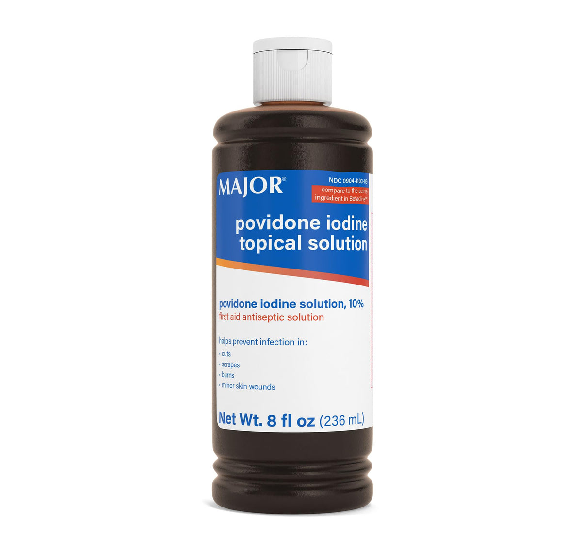 MAJOR 10% Povidone-Iodine Liquid Topical Solution - 8 Fl Oz