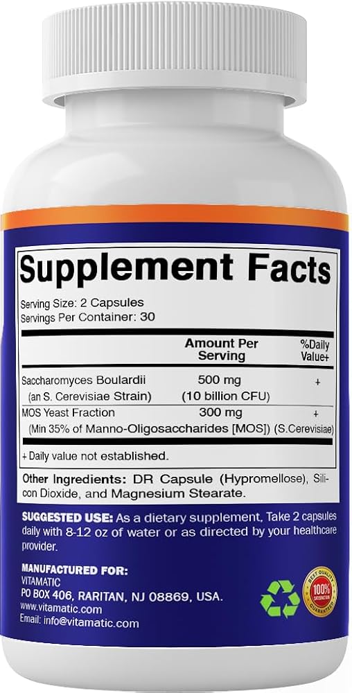 Vitamatic Saccharomyces Boulardii 10 Billion CFU + MOS - 60 Capsules - image 8