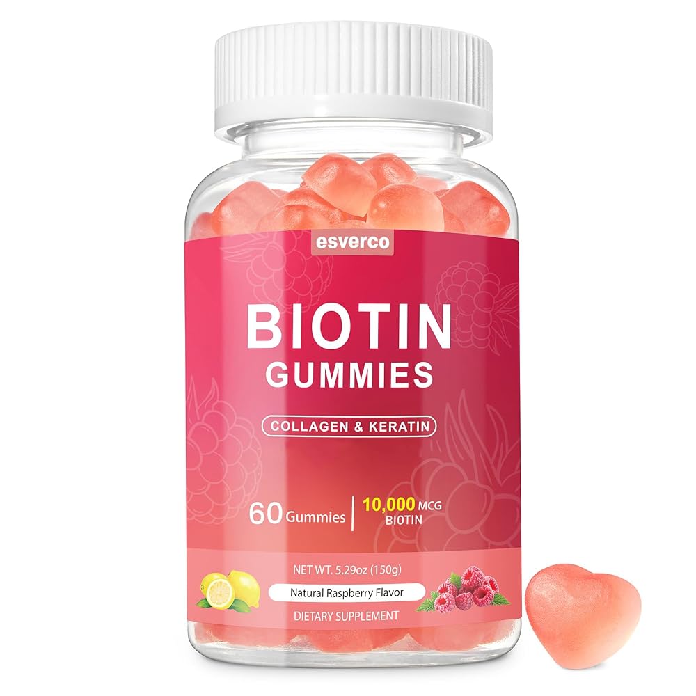 Esverco Biotin 10000mcg Keratin Collagen Gummies - 60 Count