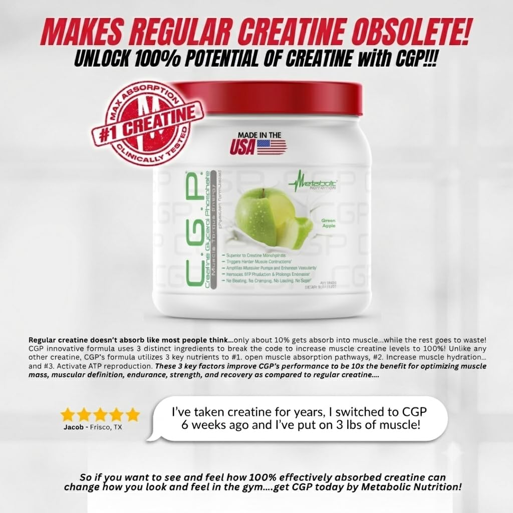 Metabolic Nutrition, CGP, Creatine Glycerol Phosphate, 100%