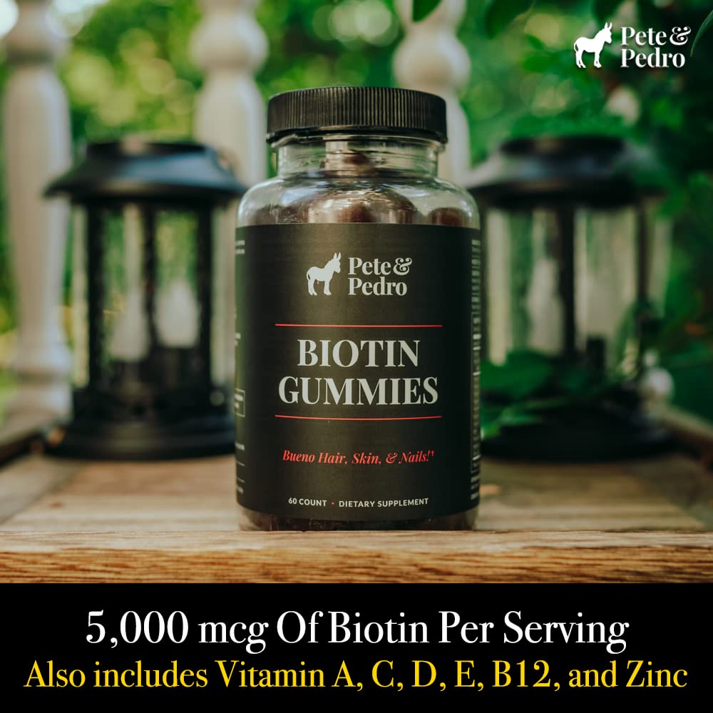 Pete & Pedro Biotin Gummies for Hair, Skin, Nails - 60 Count - image 3