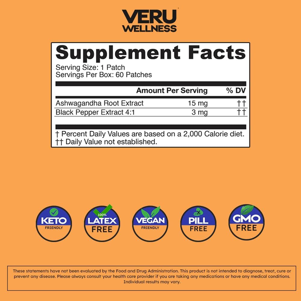 Veru Wellness Ashwagandha Patches Stress & Mood Support - 60 Count - image 5