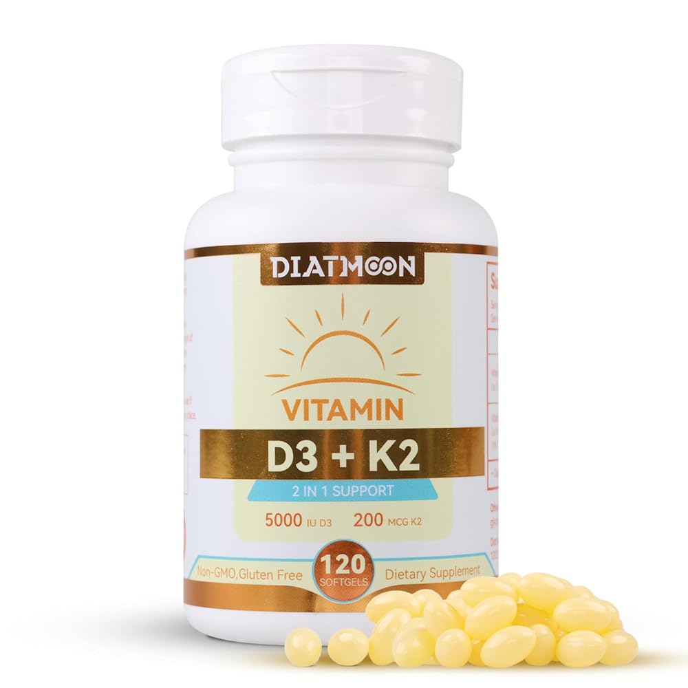 DIATMOON Vitamin D3 K2 Supplement Softgels