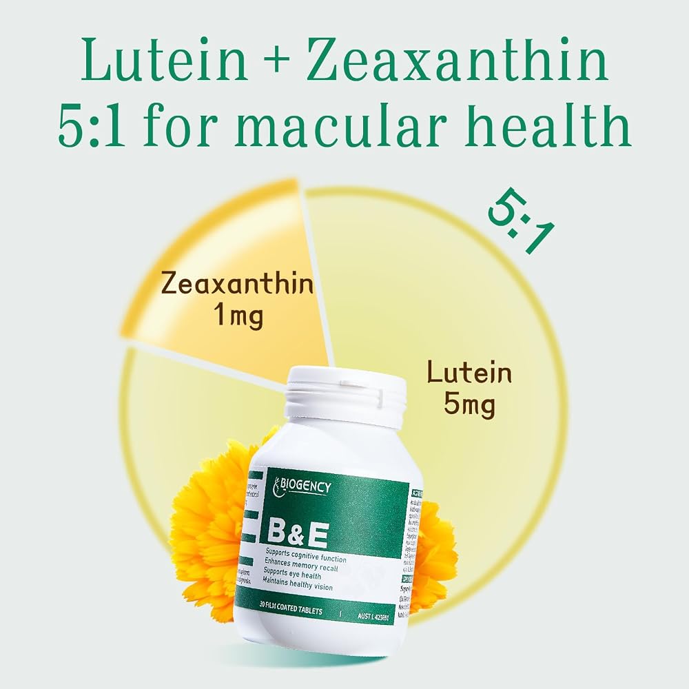 Biogency B&E Zeaxanthin + Lutein Eye Care Vitamin Supplement - 30