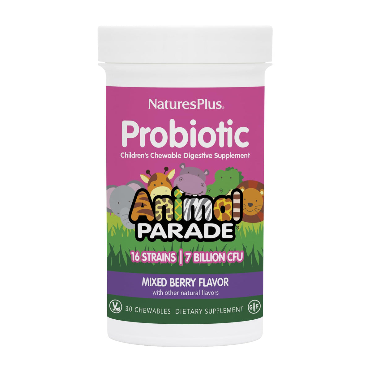 NaturesPlus Animal Parade Probiotic Mixed Berry - 30 Chewables
