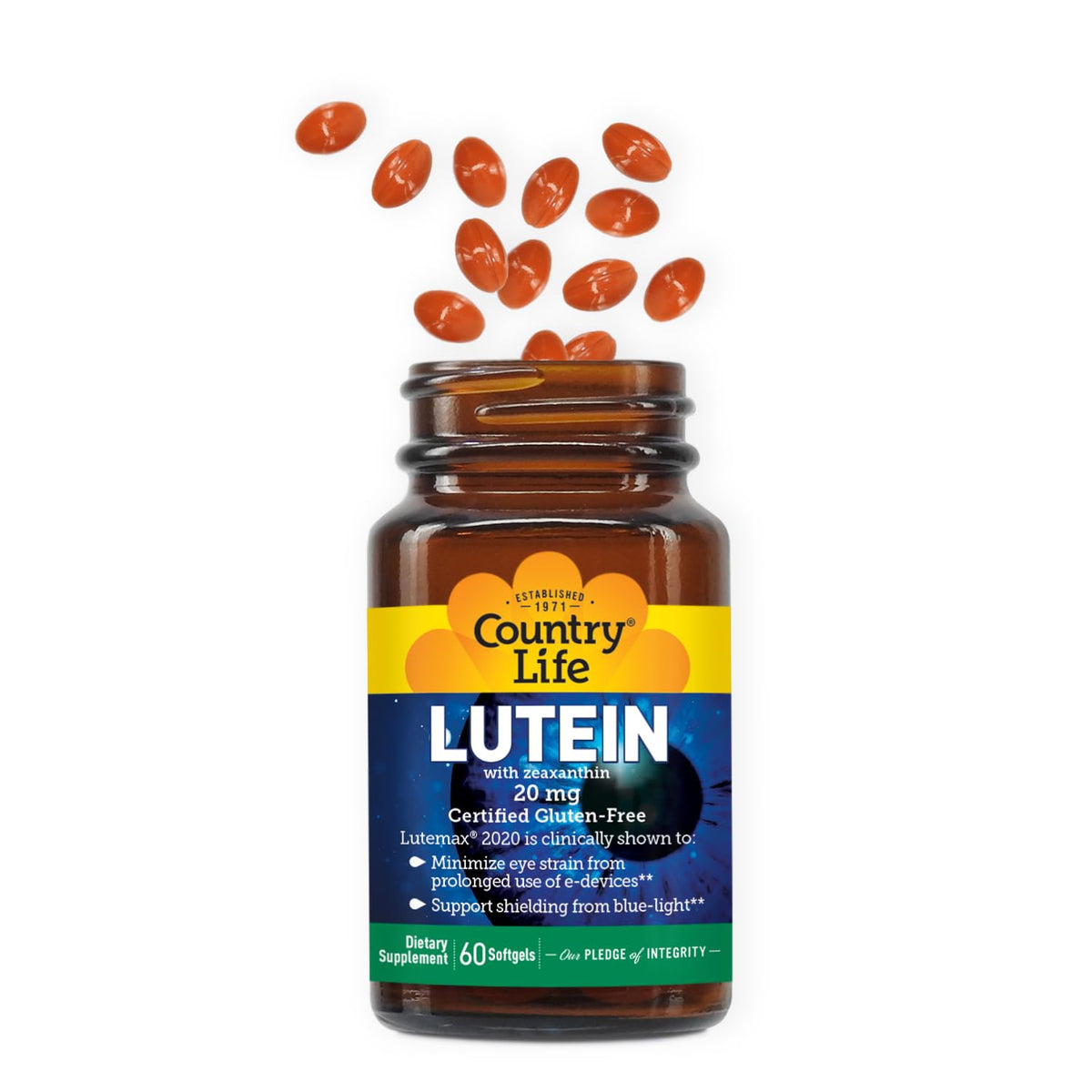 Country Life Lutein 20 mg Eye Health Support - 60 Softgels - image 2