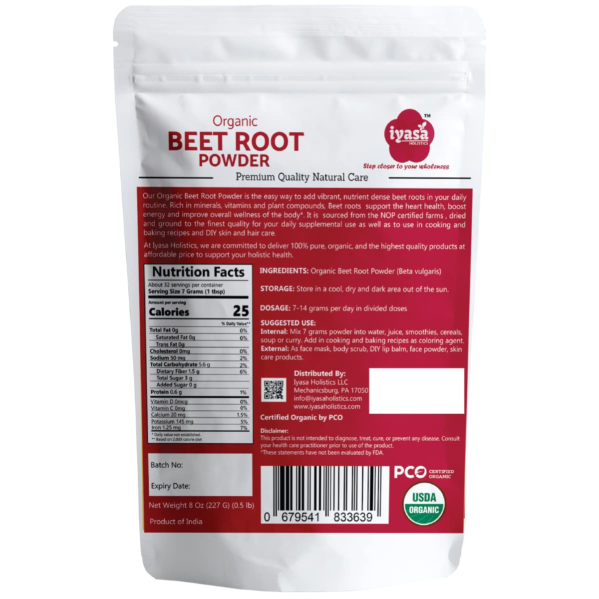 Iyasa Holistics Organic Beet Root Powder
