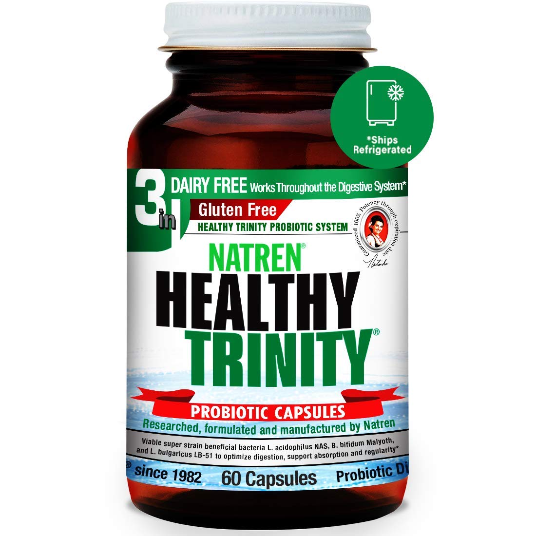Natren Healthy Trinity Probiotics - 30 Billion CFU - 60 Gel Capsules