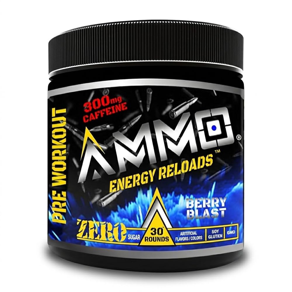 AMMO® Energy Reloads™ Pre Workout Powder - 300mg Caffeine Zero Sugar
