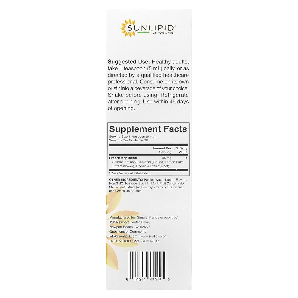 SunLipid Liposomal GABA + Rhodiola Liquid - 150 ml - image 2