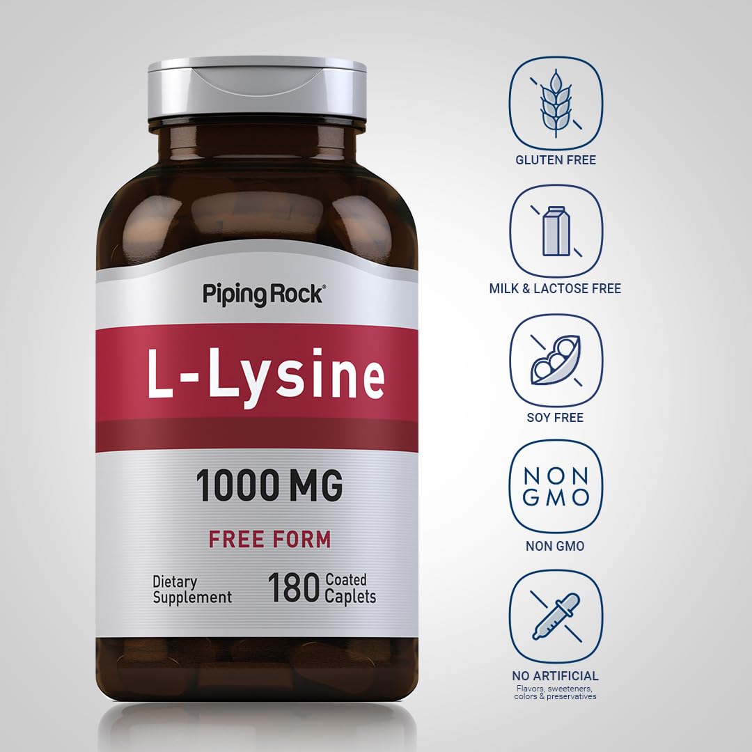 Piping Rock L-Lysine 1000mg Caplets - 180 Count - image 3