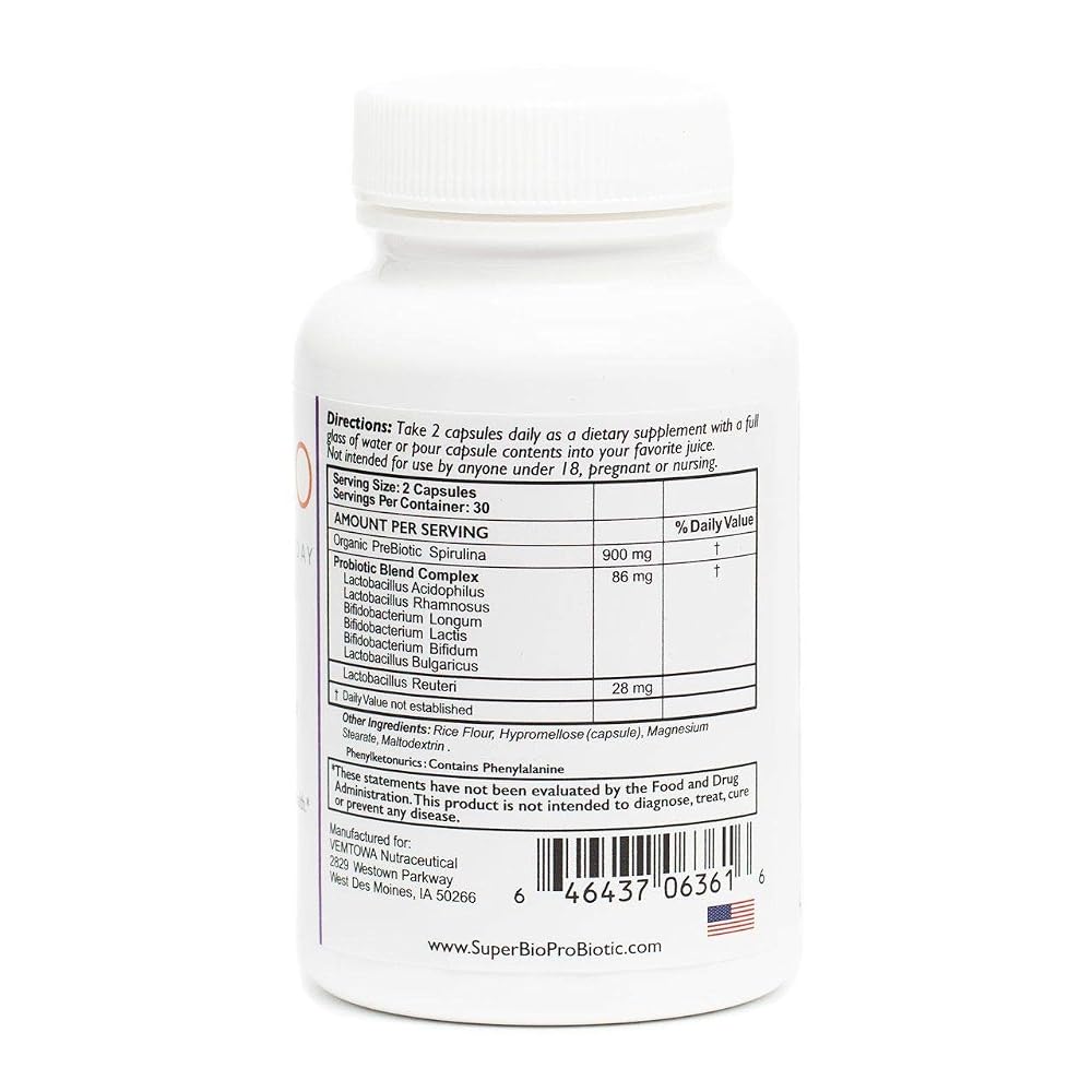 SuperBio Probiotic with Organic Spirulina - 1 Capsules - image 2