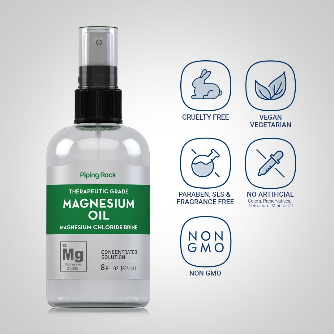 Piping Rock Pure Magnesium Oil Spray Magnesium Chloride - 8 Fl Oz - image 3
