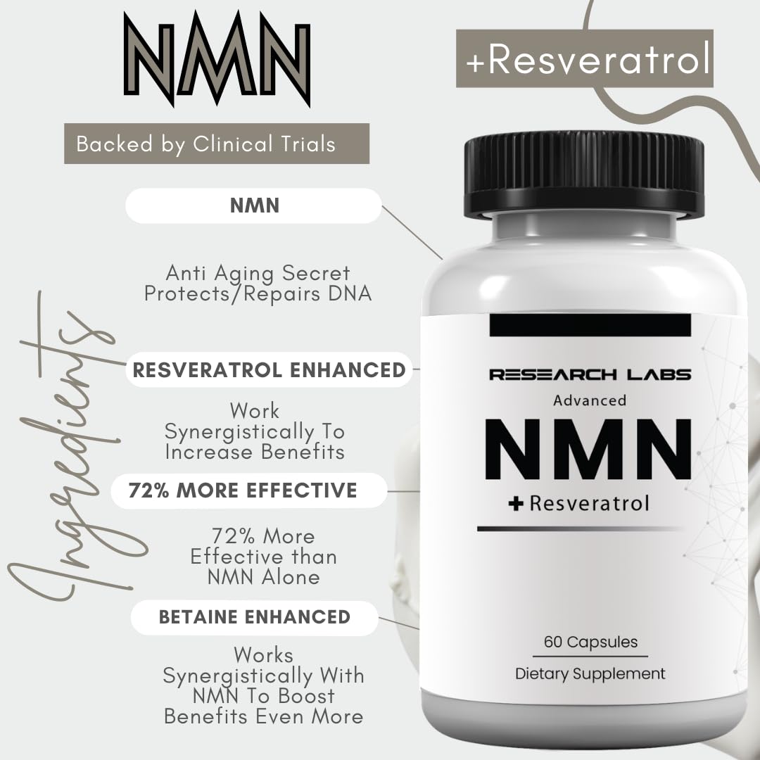 Research Labs Advanced NMN Resveratrol Betaine Supplement.
