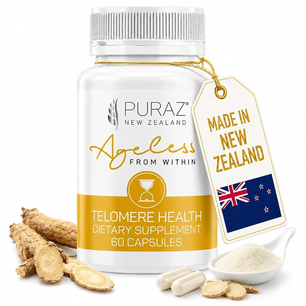 PURAZ Telomere Supplement with Astragalus & Collagen - 60 Capsules