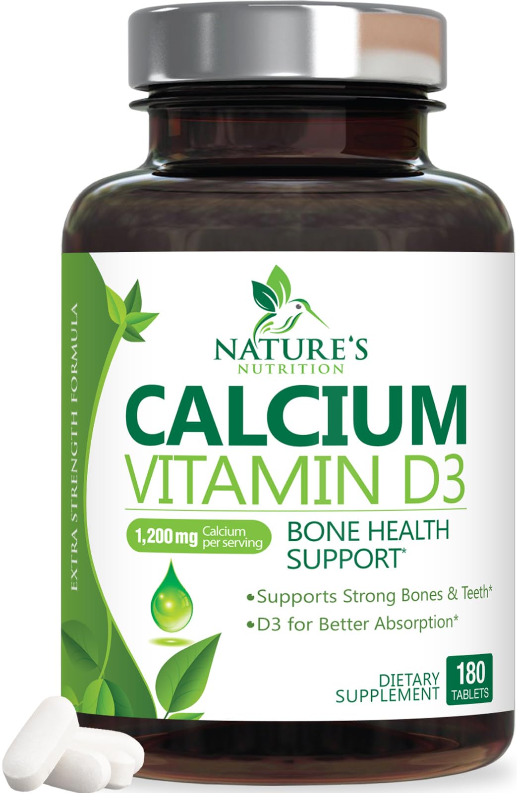 Nature's Nutrition Calcium 1200 mg with Vitamin D3 - Premium Bone