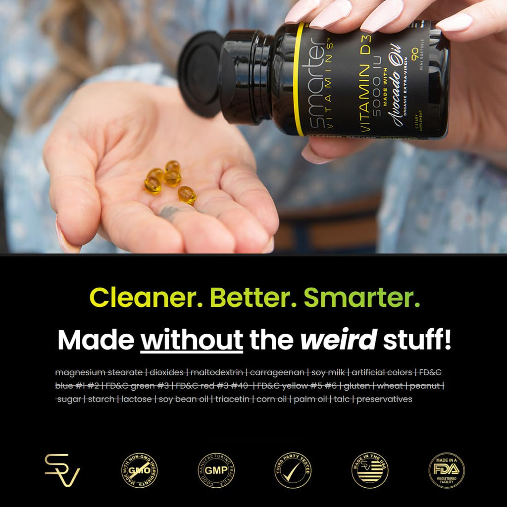SmarterVitamins Vitamin D3 5000 IU with Avocado Oil - 270 Softgels - image 4