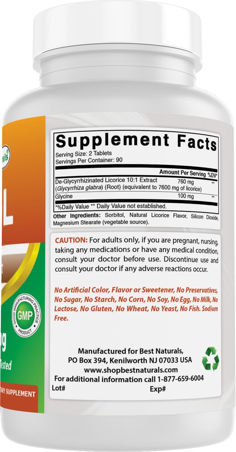 Best Naturals DGL Chewable 380 mg - 180 Tablets - image 6