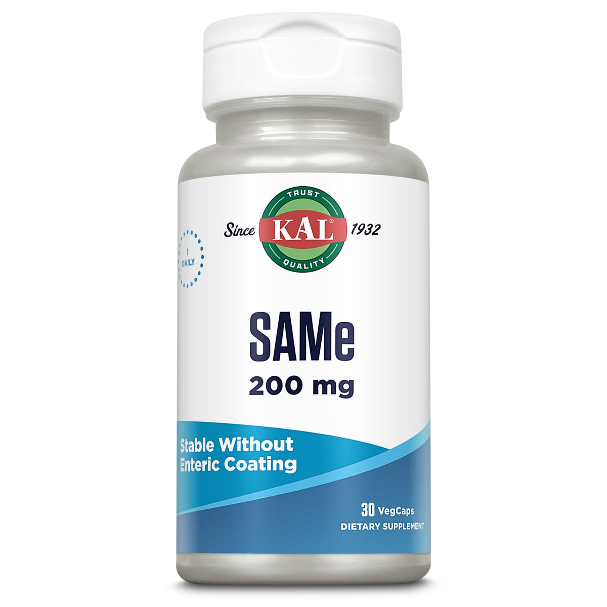 KAL SAMe 200mg Nervous System Support - 30 Vegetarian Capsules