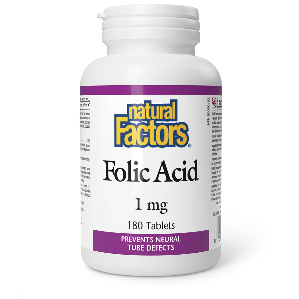 Natural Factors Folic Acid 1mg - 180 Tablets
