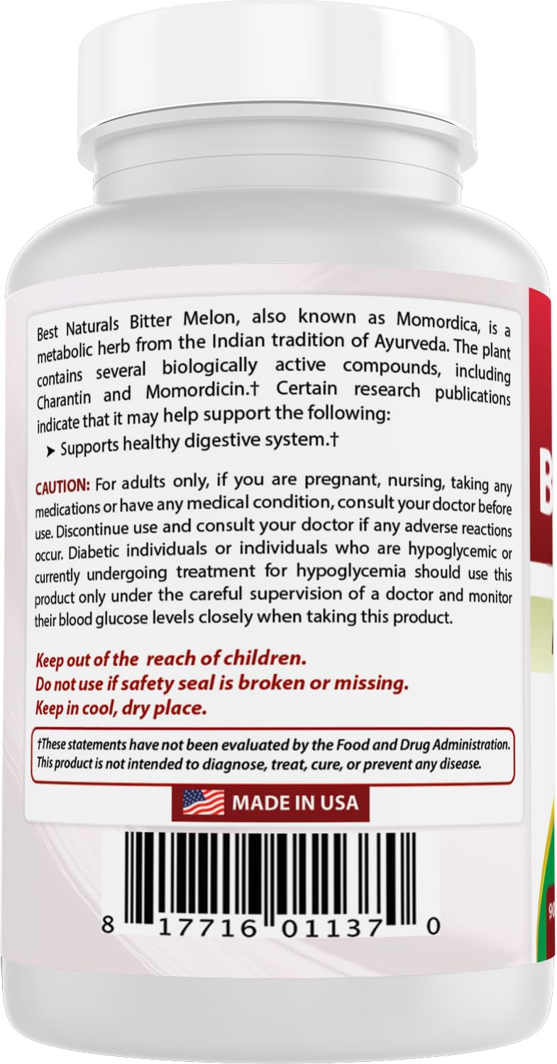 Best Naturals Bitter Melon 500 mg - 270 Vegetarian Capsules - image 7