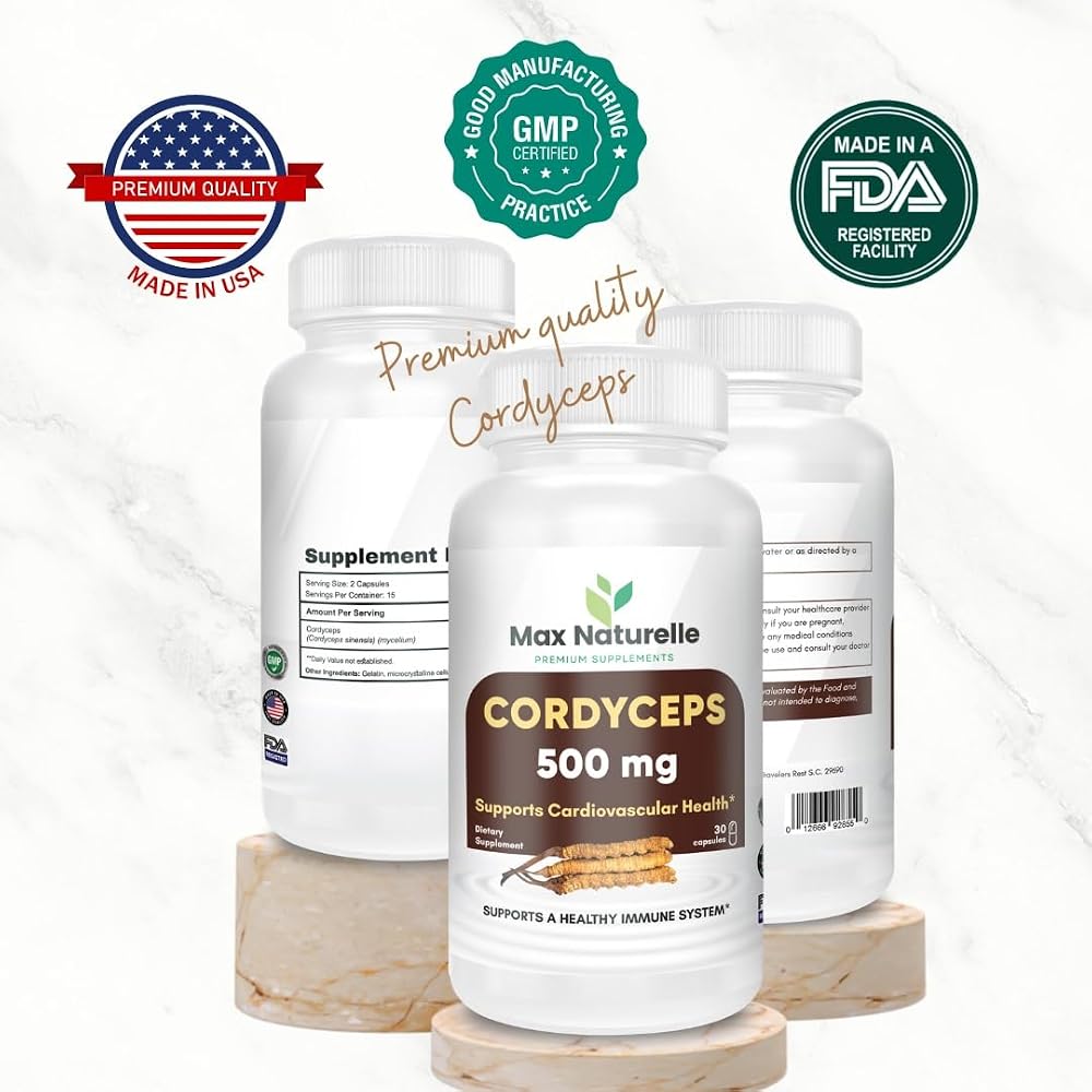 Max Naturelle Cordyceps 500mg Dietary Supplement - 30 Vegan Capsules - image 4