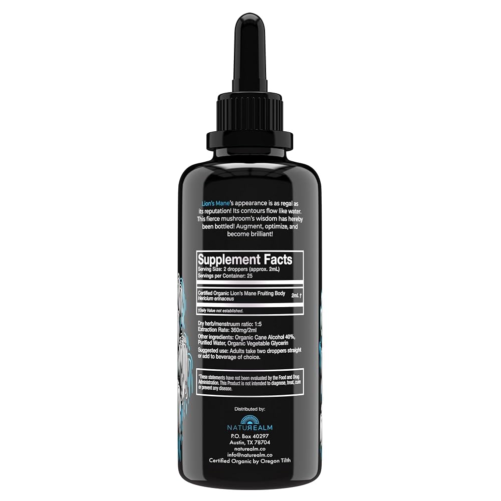 Naturealm Lion's Mane Tincture Drops Organic - 100ml - image 2