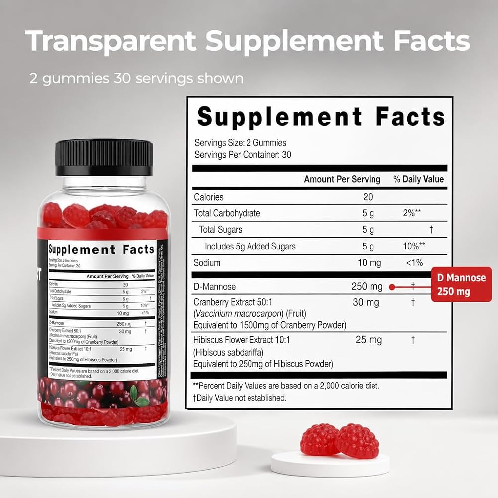 VITAMIZED Potent Cranberry Gummies 1500mg with D Mannose - Urinary