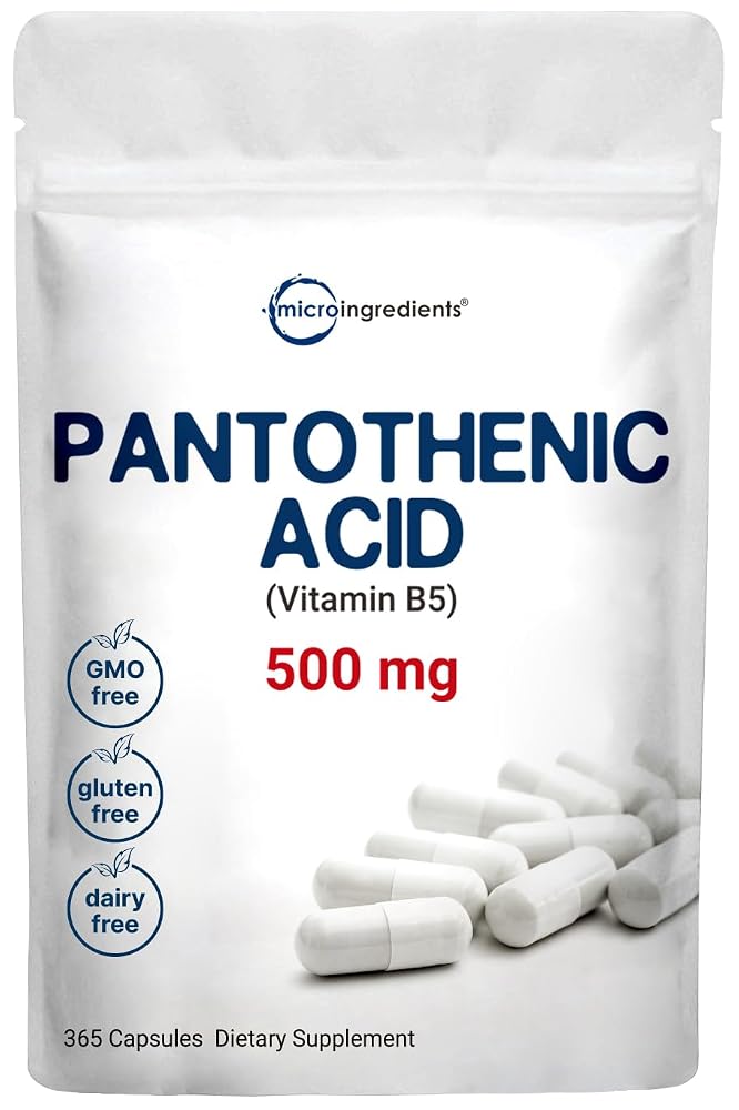 Micro Ingredients Pantothenic Acid 500mg Vitamin B5 - 365 Capsules