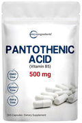 Micro Ingredients Pantothenic Acid 500mg Vitamin B5 - 365 Capsules
