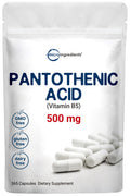 Micro Ingredients Pantothenic Acid 500mg Vitamin B5 - 365 Capsules