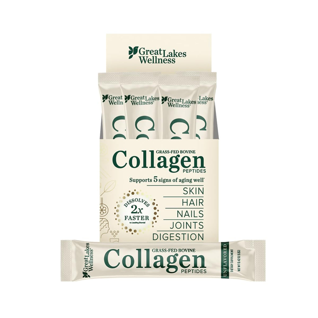 Great Lakes Wellness Collagen Peptides Powder Unflavored - 20 Stick Packs
