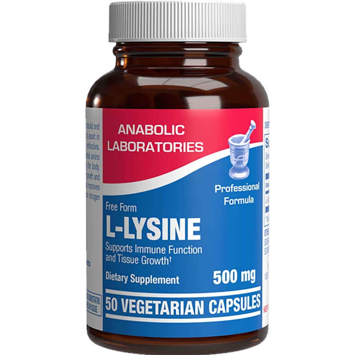 Anabolic Laboratories L-Lysine 500 mg Vegetarian Capsules - 50 Count