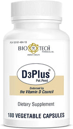 Bio-Tech Pharmacal D3Plus Vitamin D3 Supplement - 180 Vegetable Capsules