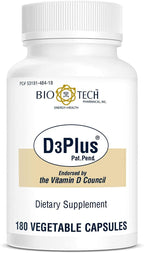 Bio-Tech Pharmacal D3Plus Vitamin D3 Supplement - 180 Vegetable Capsules