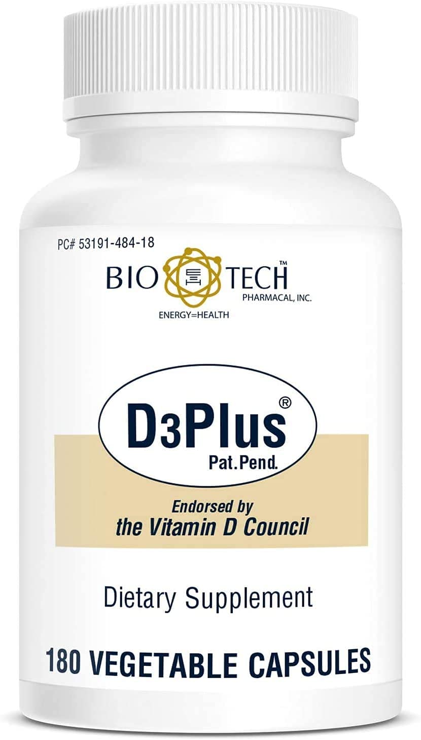 Bio-Tech Pharmacal D3Plus Vitamin D3 Supplement - 180 Vegetable Capsules