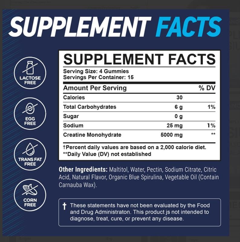 Vita Guard Creatine Monohydrate 5000mg Gummies - 120 Count - image 3