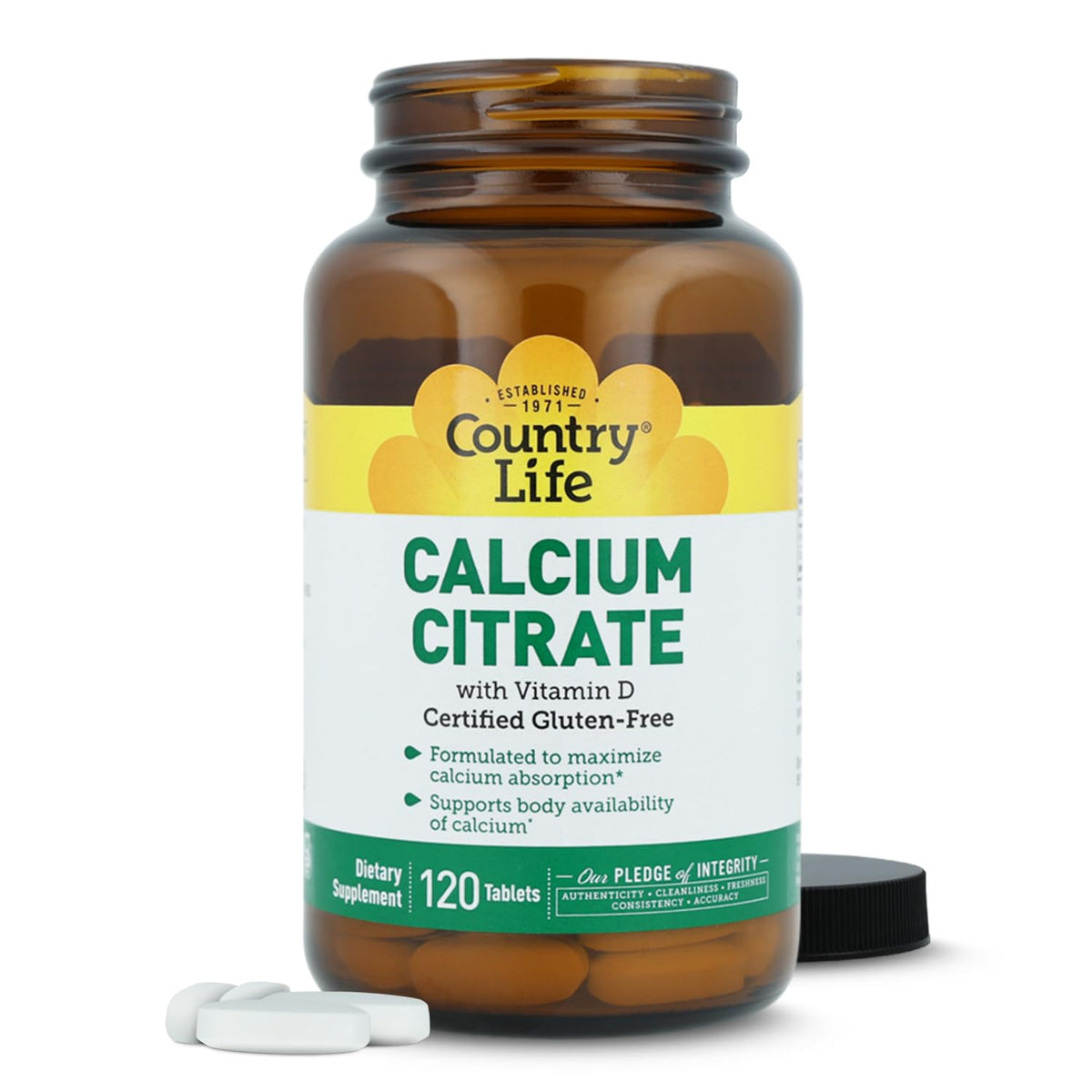 Country Life Calcium Citrate with Vitamin D 500mg - 120 Tablets - image 2