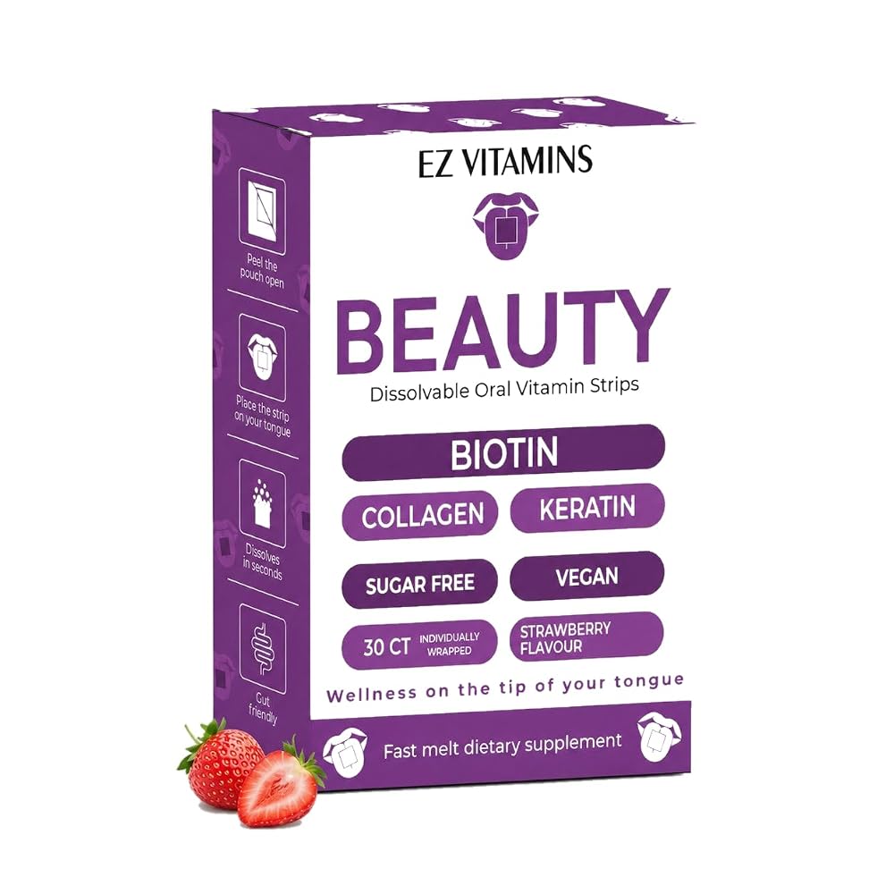 EZ VITAMINS Beauty Strips for Hair, Skin & Nails - 30 Count