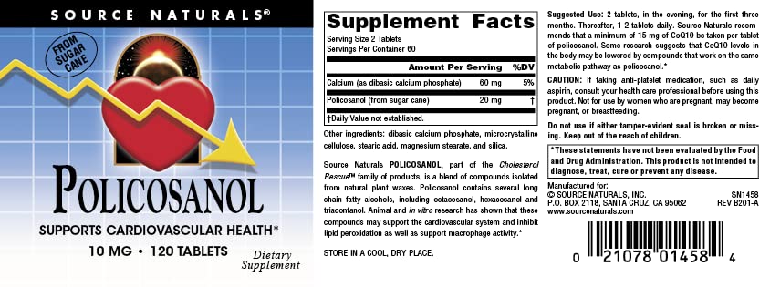 Source Naturals Policosanol 10 mg - 120 Tablets - image 4