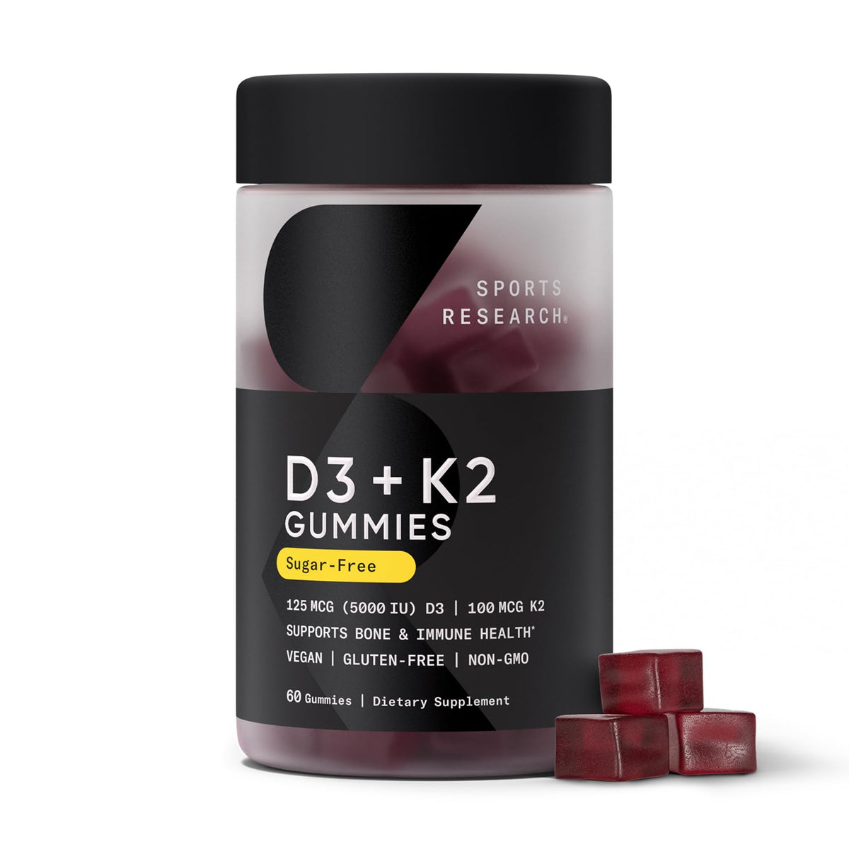 Sports Research Vegan Vitamin D3 + K2 Sugar-Free Gummies - 60 Count