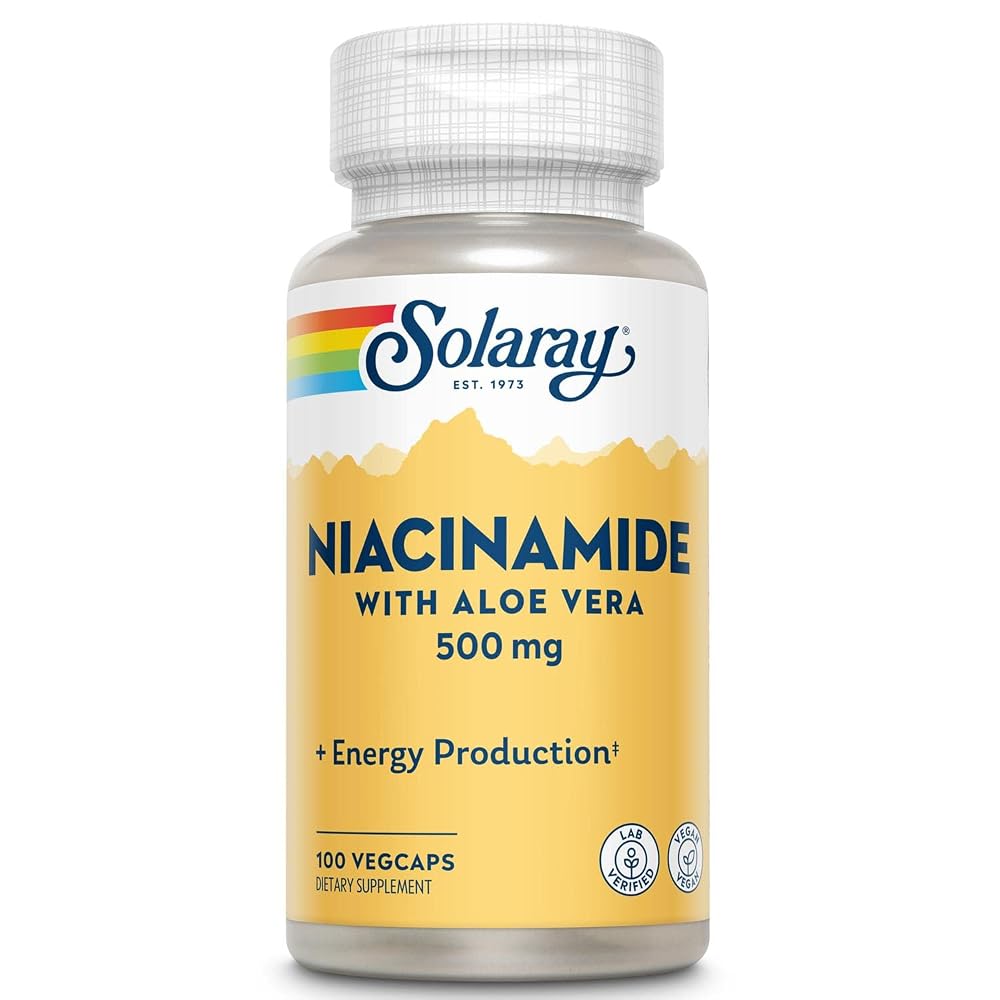 SOLARAY Niacinamide 500 mg Vitamin B-3 Energy Support - 200 Capsules