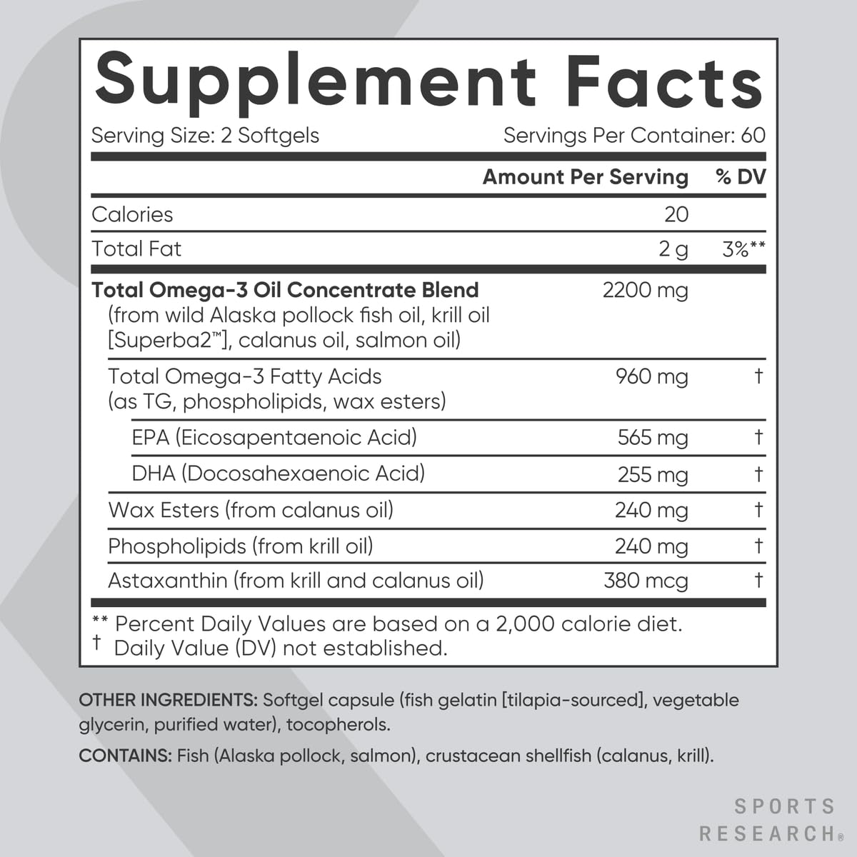 Sports Research Total Omega-3 Fish Oil 2200mg - 120 Softgels - image 5