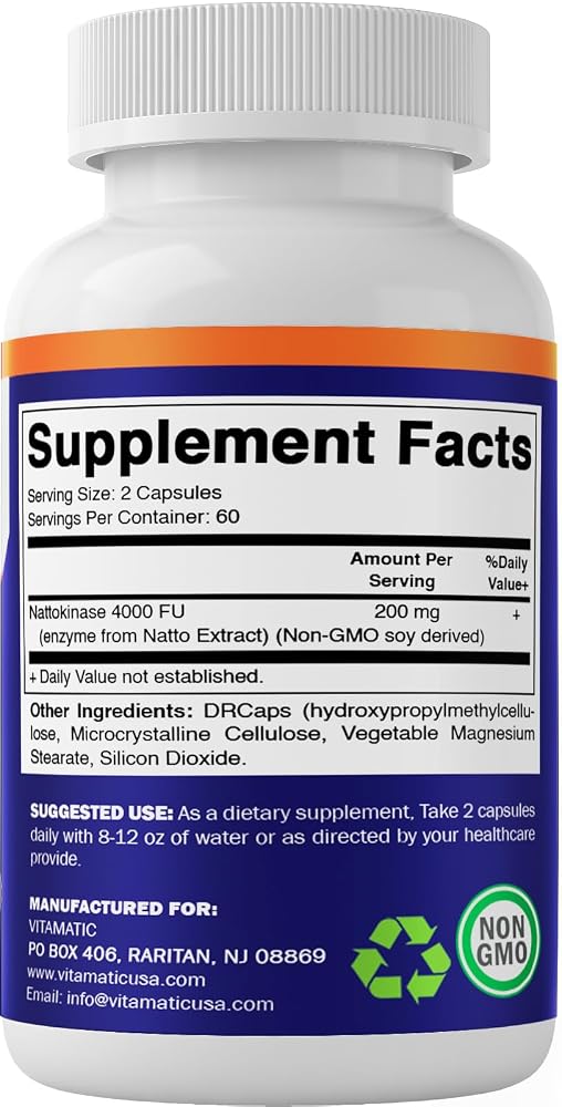 Vitamatic Nattokinase 4000 FU Enzyme - 120 Capsules - image 5