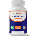 Vitamatic Caffeine Pills 200mg per Serving, 250 Vegetarian Tablets