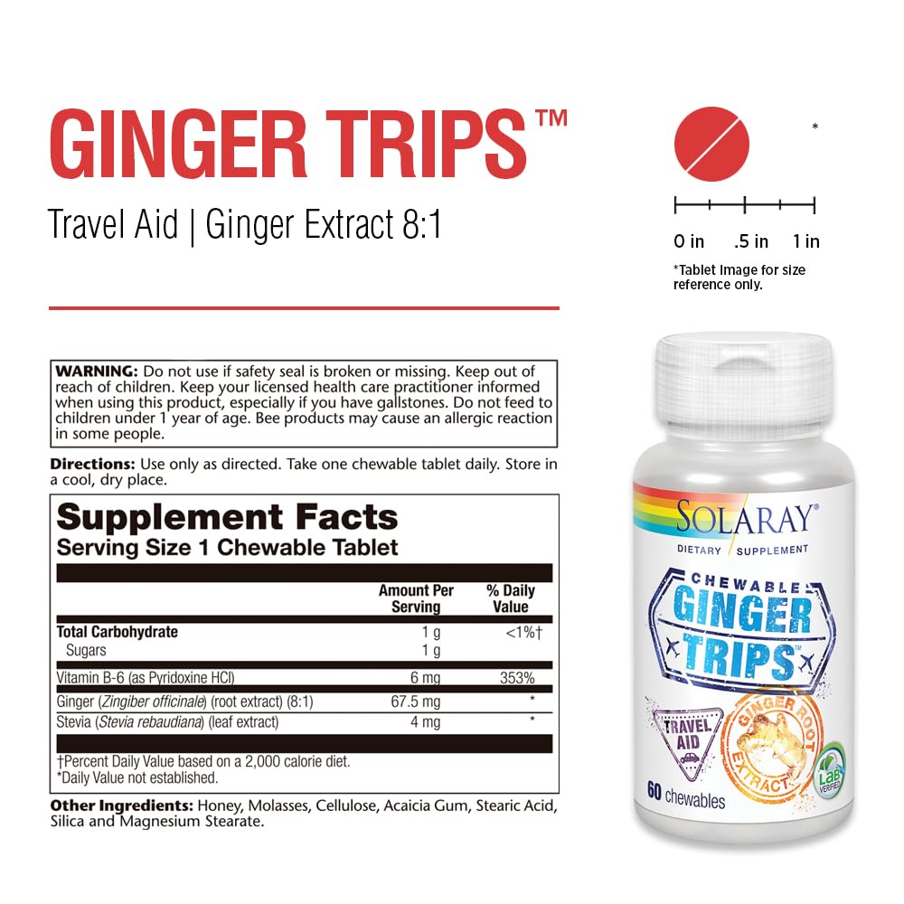 Solaray Ginger Trips 67.5 mg Chewable Tablets - 60 Tablets - image 3