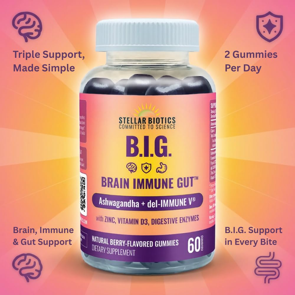 Del-Immune V + Ashwagandha Brain Immune Gut Gummy - 60 Gummies - image 5